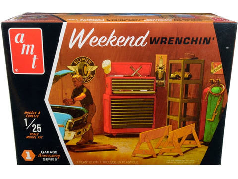Skill 2 Model Kit Garage Accessory Set #1 with Figurine "Weekend Wrenchin'" 1/25 Scale Model by AMT