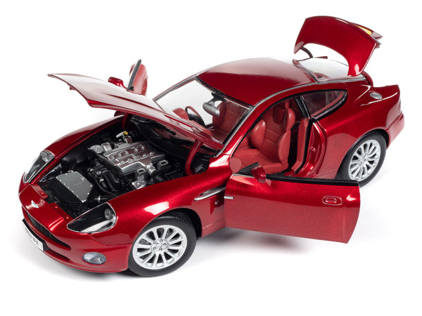 2005 Aston Martin V12 Vanquish RHD (Right Hand Drive) Toro Red Mica Metallic with Red Interior 1/18 Diecast Model Car by Auto World
