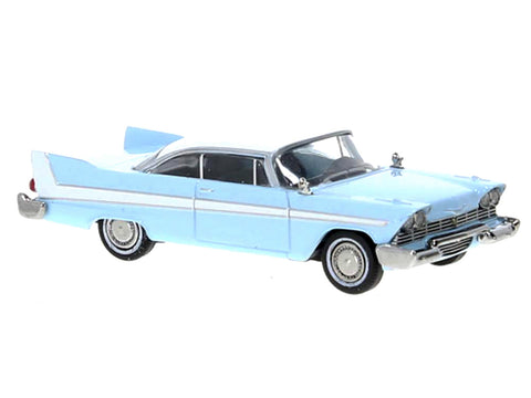 1958 Plymouth Fury Light Blue with White Top 1/87 (HO) Scale Model Car by Brekina