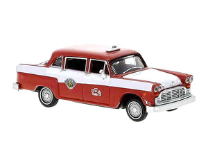 1974 Checker Cab Red and White "Kalamazoo" 1/87 (HO) Scale Model Car by Brekina