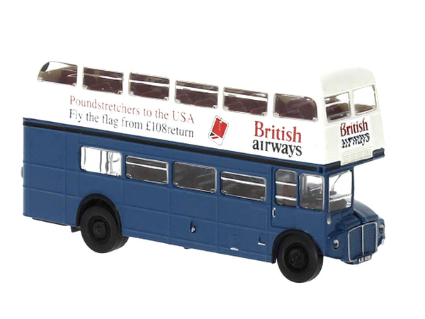 1970 AEC Routemaster Doubledecker Bus Blue and White "British Airways" 1/87 (HO) Scale Model Car by Brekina