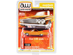 1962 Chevrolet Impala SS Convertible Yellow with Graphics "Custom Lowriders" Limited Edition to 4800 pieces Worldwide 1/64 Diecast Model Car by Auto World