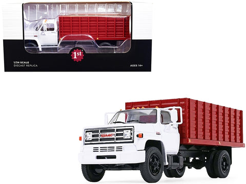1970s GMC 6500 Grain Truck with Corn Load White and Red 1/34 Diecast Model by First Gear