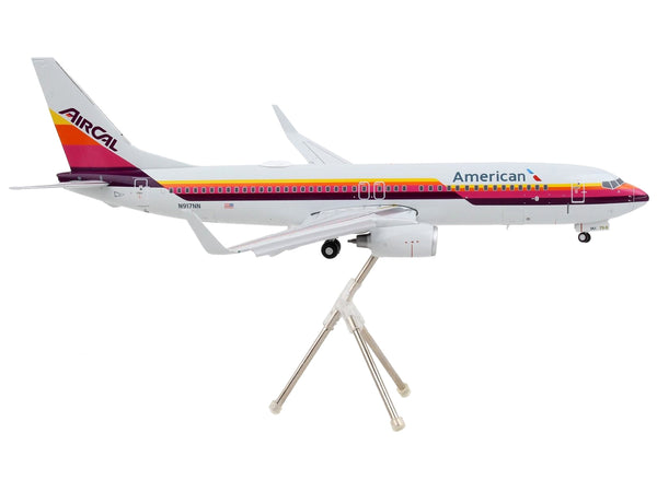 Boeing 737-800 Commercial Aircraft with Flaps Down "American Airlines - AirCal" Gray with Stripes "Gemini 200" Series 1/200 Diecast Model Airplane by GeminiJets