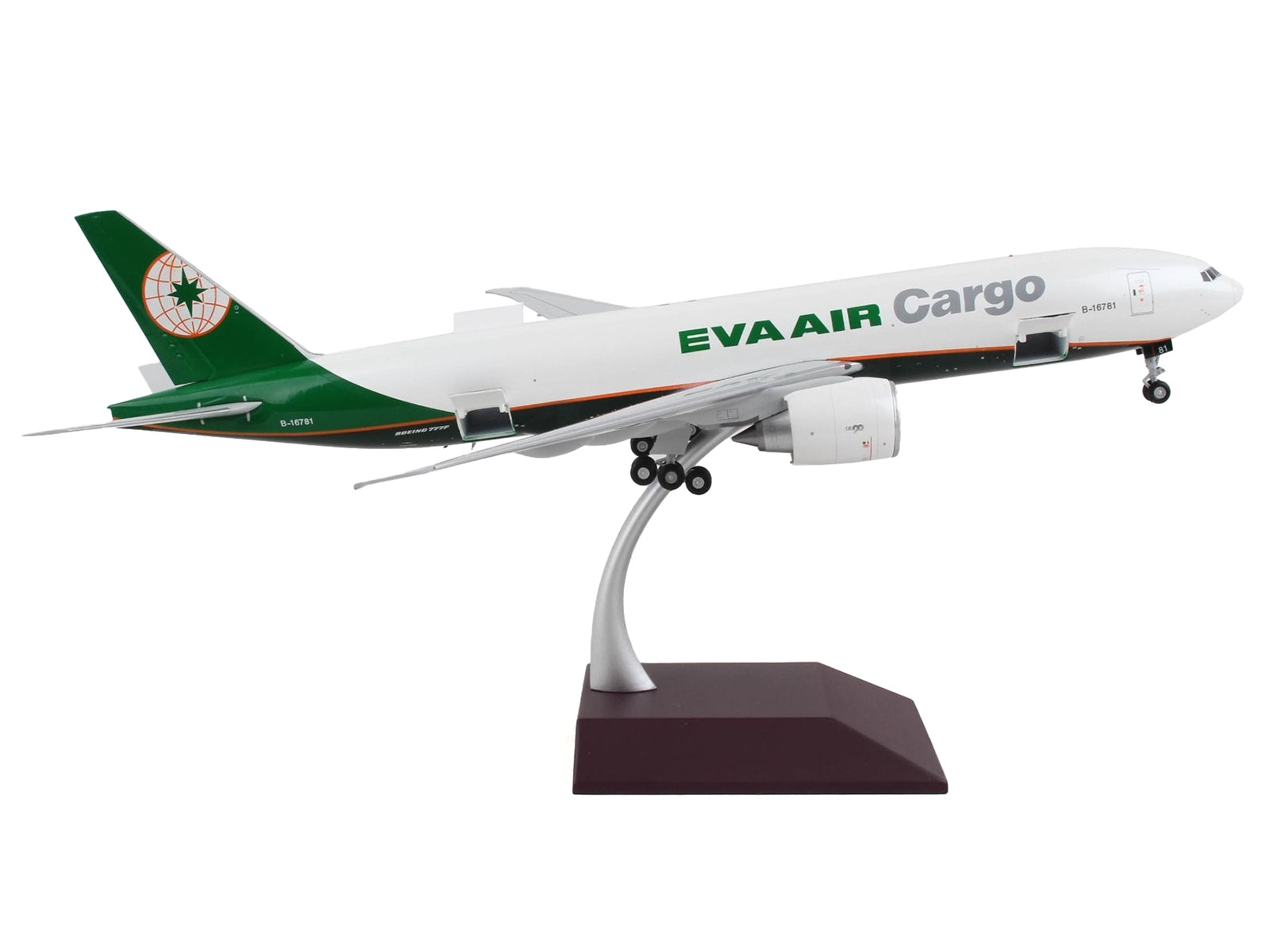 Boeing 777F Commercial Aircraft "Eva Air Cargo" White with Green Tail "Gemini 200 - Interactive" Series 1/200 Diecast Model Airplane by GeminiJets