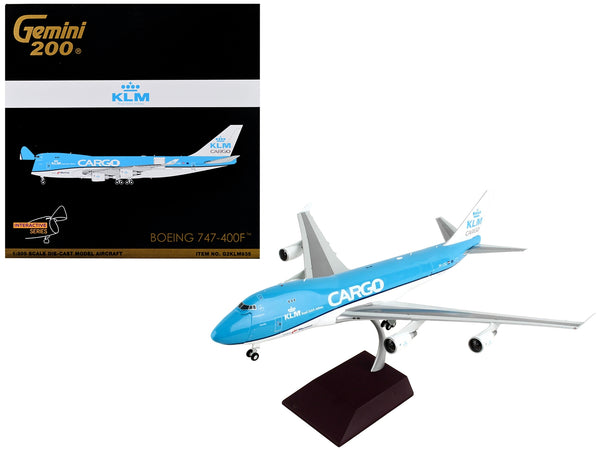 Boeing 747-400F Commercial Aircraft "KLM Royal Dutch Airlines Cargo" Blue with White Tail "Gemini 200 - Interactive" Series 1/200 Diecast Model Airplane by GeminiJets