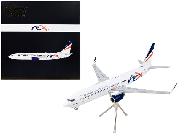 Boeing 737-800 Commercial Aircraft "Regional Express Rex Airlines" White with Striped Tail "Gemini 200" Series 1/200 Diecast Model Airplane by GeminiJets