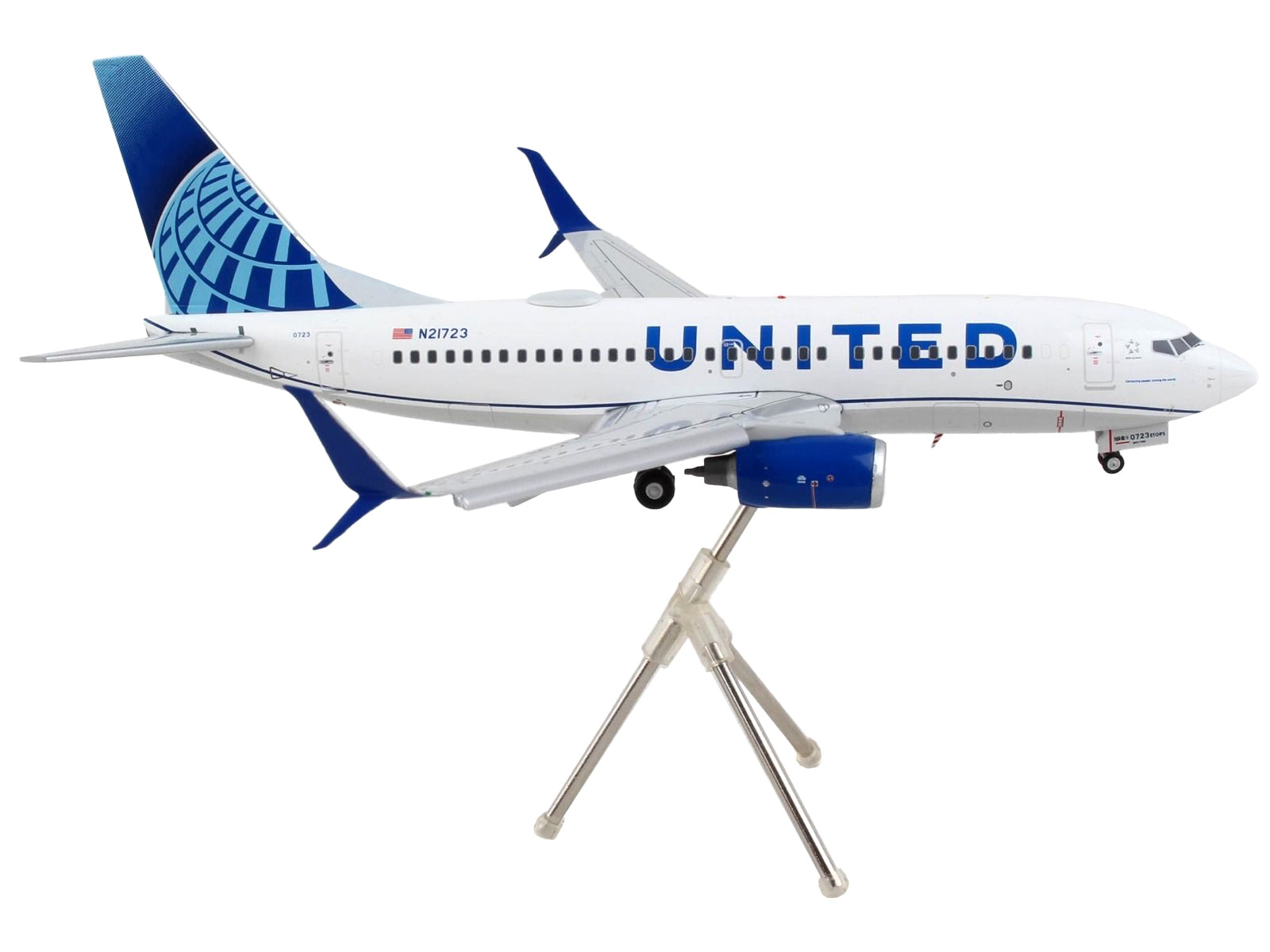 Boeing 737-700 Commercial Aircraft with Flaps Down "United Airlines" White with Blue Tail "Gemini 200" Series 1/200 Diecast Model Airplane by GeminiJets