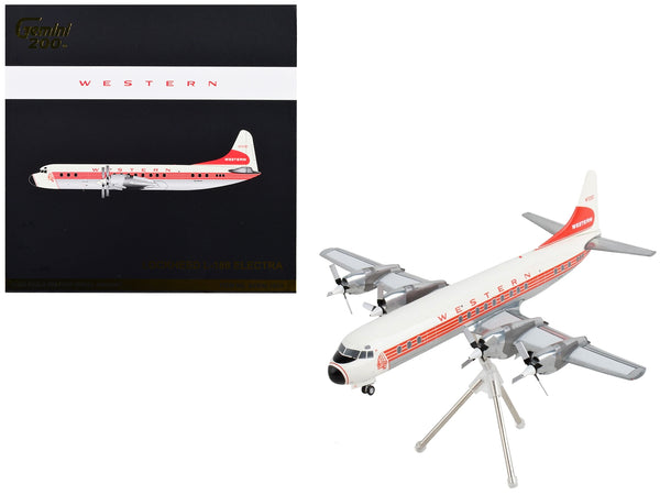 Lockheed L-188 Electra Commercial Aircraft "Western Airlines" White with Red Stripes "Gemini 200" Series 1/200 Diecast Model Airplane by GeminiJets