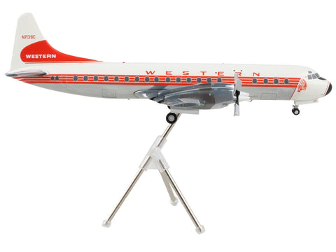Lockheed L-188 Electra Commercial Aircraft "Western Airlines" White with Red Stripes "Gemini 200" Series 1/200 Diecast Model Airplane by GeminiJets