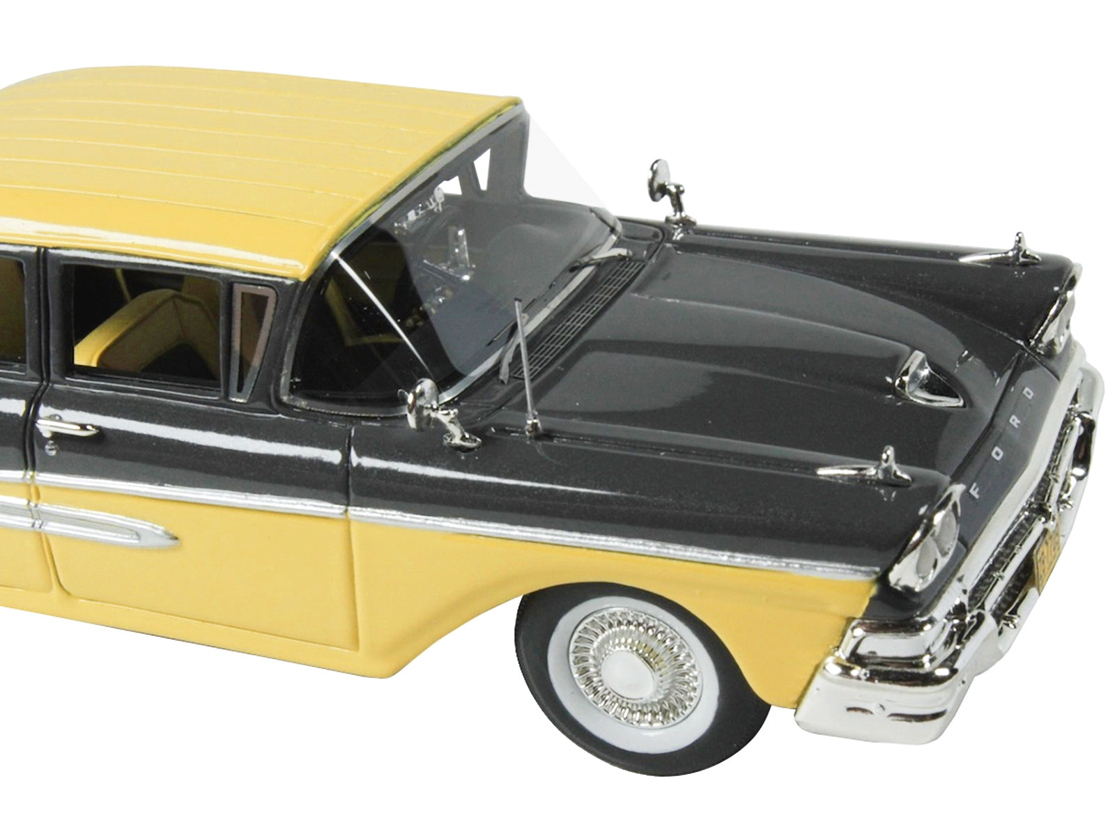 1958 Ford Fairlane 4 Door Gunmetal Gray and Pastel Yellow Limited Edition to 240 pieces Worldwide 1/43 Model Car by Goldvarg Collection