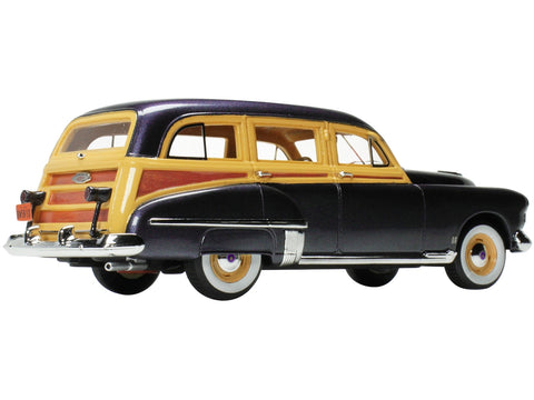 1949 Oldsmobile 88 Station Wagon Nightshade Blue with Cream and Woodgrain Sides and Red Interior Limited Edition to 240 pieces Worldwide 1/43 Model Car by Goldvarg Collection