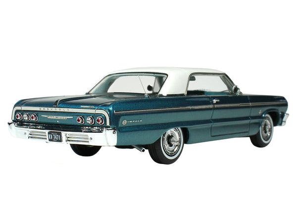 1964 Chevrolet Impala Lagoon Aqua Blue Metallic with Blue Interior and White Top Limited Edition to 200 pieces Worldwide 1/43 Model Car by Goldvarg Collection