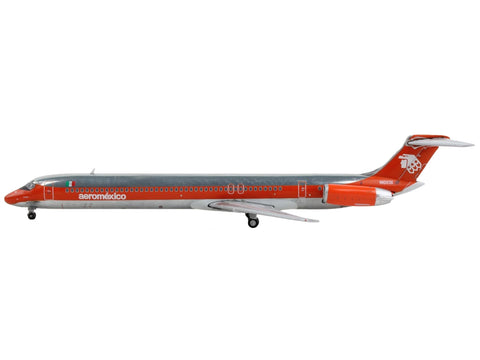 McDonnell Douglas MD-82 Commercial Aircraft "AeroMexico" Orange and Silver 1/400 Diecast Model Airplane by GeminiJets