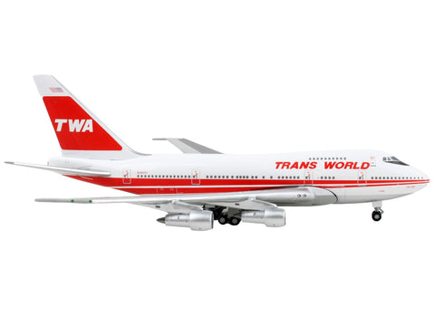 Boeing 747SP Commercial Aircraft "Trans World Airlines - Boston Express" White with Red Stripes 1/400 Diecast Model Airplane by GeminiJets