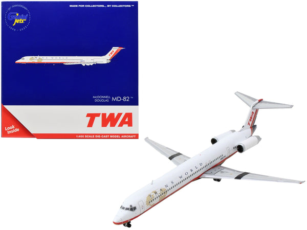 McDonnell Douglas MD-82 Commercial Aircraft "Trans World Airlines" White with Red Stripes 1/400 Diecast Model Airplane by GeminiJets