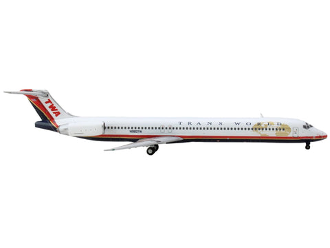 McDonnell Douglas MD-82 Commercial Aircraft "Trans World Airlines" White with Red Stripes 1/400 Diecast Model Airplane by GeminiJets