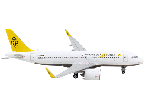Airbus A320neo Commercial Aircraft "Royal Brunei Airlines" White with Yellow Tail 1/400 Diecast Model Airplane by GeminiJets