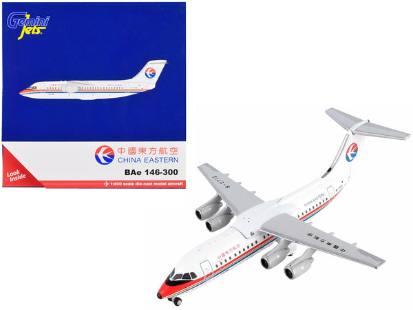 British Aerospace 146-300 Commercial Aircraft "China Eastern Airlines" White with Red and Blue Stripes 1/400 Diecast Model Airplane by GeminiJets