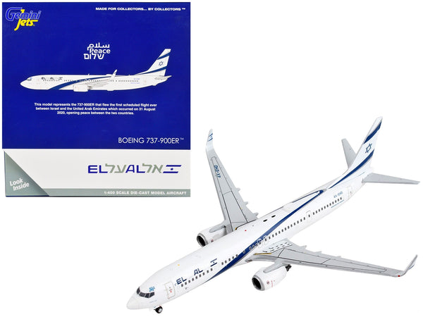 Boeing 737-900ER Commercial Aircraft "El Al Israel Airlines" White with Blue Stripes 1/400 Diecast Model Airplane by GeminiJets