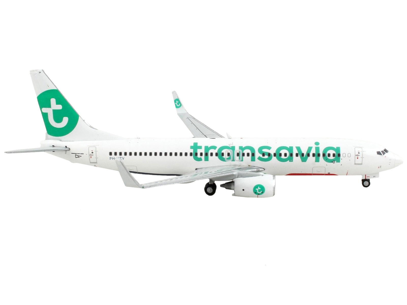 Boeing 737-800 Commercial Aircraft "Transavia Airlines" White with Green Tail 1/400 Diecast Model Airplane by GeminiJets