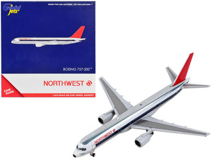 Boeing 757-200 Commercial Aircraft "Northwest Airlines" Silver and White with Red Tail 1/400 Diecast Model Airplane by GeminiJets