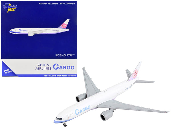 Boeing 777F Commercial Aircraft "China Airlines Cargo" White with Purple Stripes and Tail 1/400 Diecast Model Airplane by GeminiJets