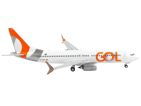 Boeing 737 MAX 8 Commercial Aircraft "Gol Linhas Aereas Inteligentes" White with Orange and Silver Tail 1/400 Diecast Model Airplane by GeminiJets