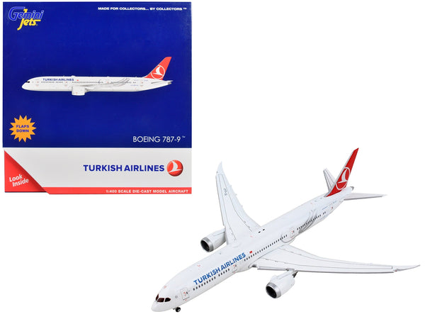 Boeing 787-9 Commercial Aircraft with Flaps Down "Turkish Airlines" White with Red Tail 1/400 Diecast Model Airplane by GeminiJets