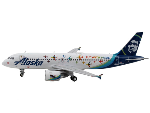 Airbus A320 Commercial Aircraft "Alaska Airlines - Fly with Pride" White with Blue Tail 1/400 Diecast Model Airplane by GeminiJets