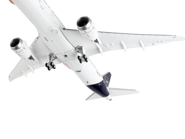 Boeing 787-9 Commercial Aircraft with Flaps Down "Lufthansa" White with Dark Blue Tail 1/400 Diecast Model Airplane by GeminiJets