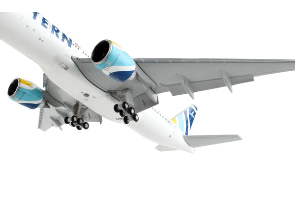 Boeing 777-200ER Commercial Aircraft with Flaps Down "Eastern Air Lines" White with Striped Tail 1/400 Diecast Model Airplane by GeminiJets