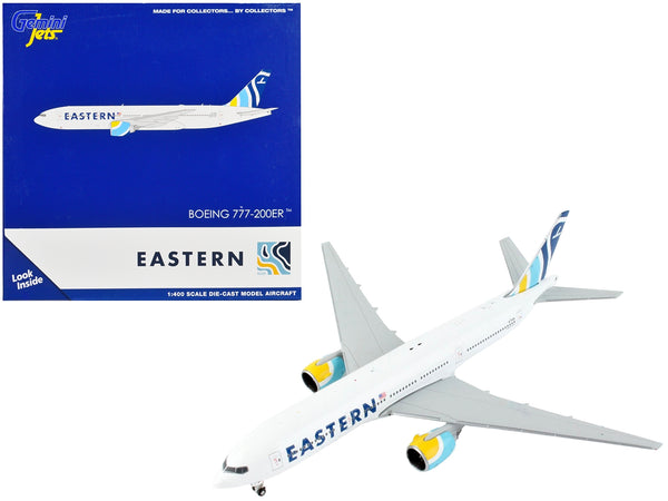 Boeing 777-200ER Commercial Aircraft "Eastern Air Lines" White with Striped Tail 1/400 Diecast Model Airplane by GeminiJets