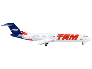 Fokker F100 Commercial Aircraft "TAM Linhas Aereas" White with Blue Tail 1/400 Diecast Model Airplane by GeminiJets