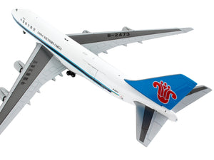 Boeing 747-400F Commercial Aircraft "China Southern Cargo" White with Black Stripes and Blue Tail "Interactive Series" 1/400 Diecast Model Airplane by GeminiJets