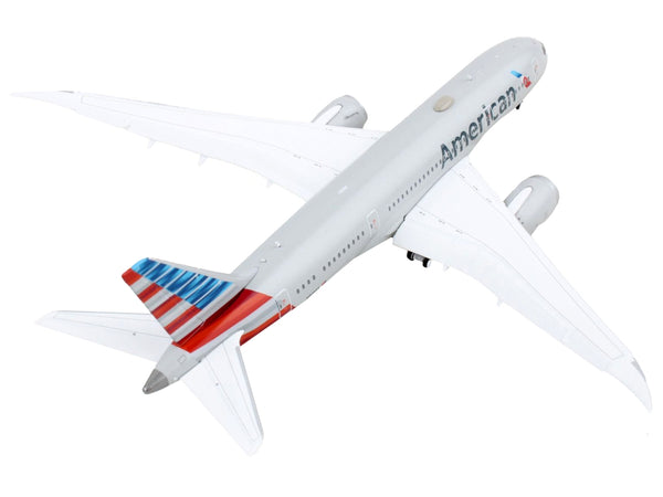 Boeing 787-8 Commercial Aircraft with Flaps Down "American Airlines" Gray with Striped Tail 1/400 Diecast Model Airplane by GeminiJets