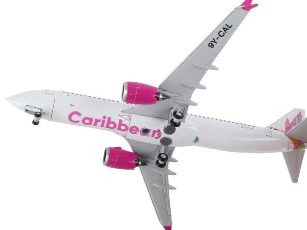 Boeing 737 MAX 8 Commercial Aircraft "Caribbean Airlines" White with Tail Graphics 1/400 Diecast Model Airplane by GeminiJets