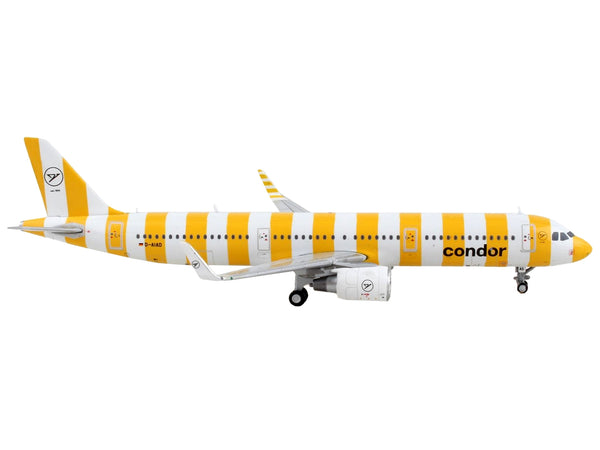 Airbus A321 Commercial Aircraft "Condor Airlines" White and Yellow Stripes 1/400 Diecast Model Airplane by GeminiJets