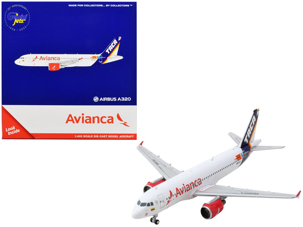 Airbus A320 Commercial Aircraft "Avianca Airlines" White with Tail Stripes 1/400 Diecast Model Airplane by GeminiJets