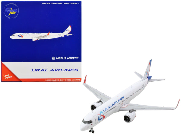 Airbus A321neo Commercial Aircraft "Ural Airlines" White with Blue Tail 1/400 Diecast Model Airplane by GeminiJets