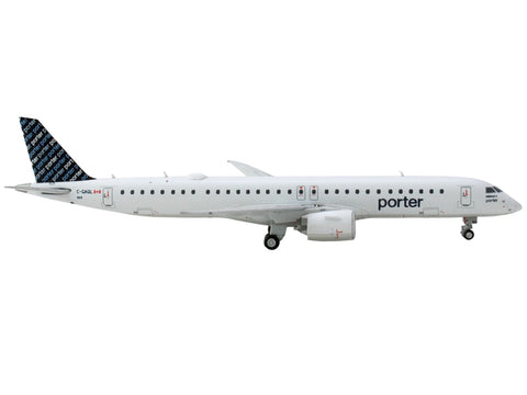 Embraer E195-E2 Commercial Aircraft "Porter Airlines" White with Blue Tail 1/400 Diecast Model Airplane by GeminiJets