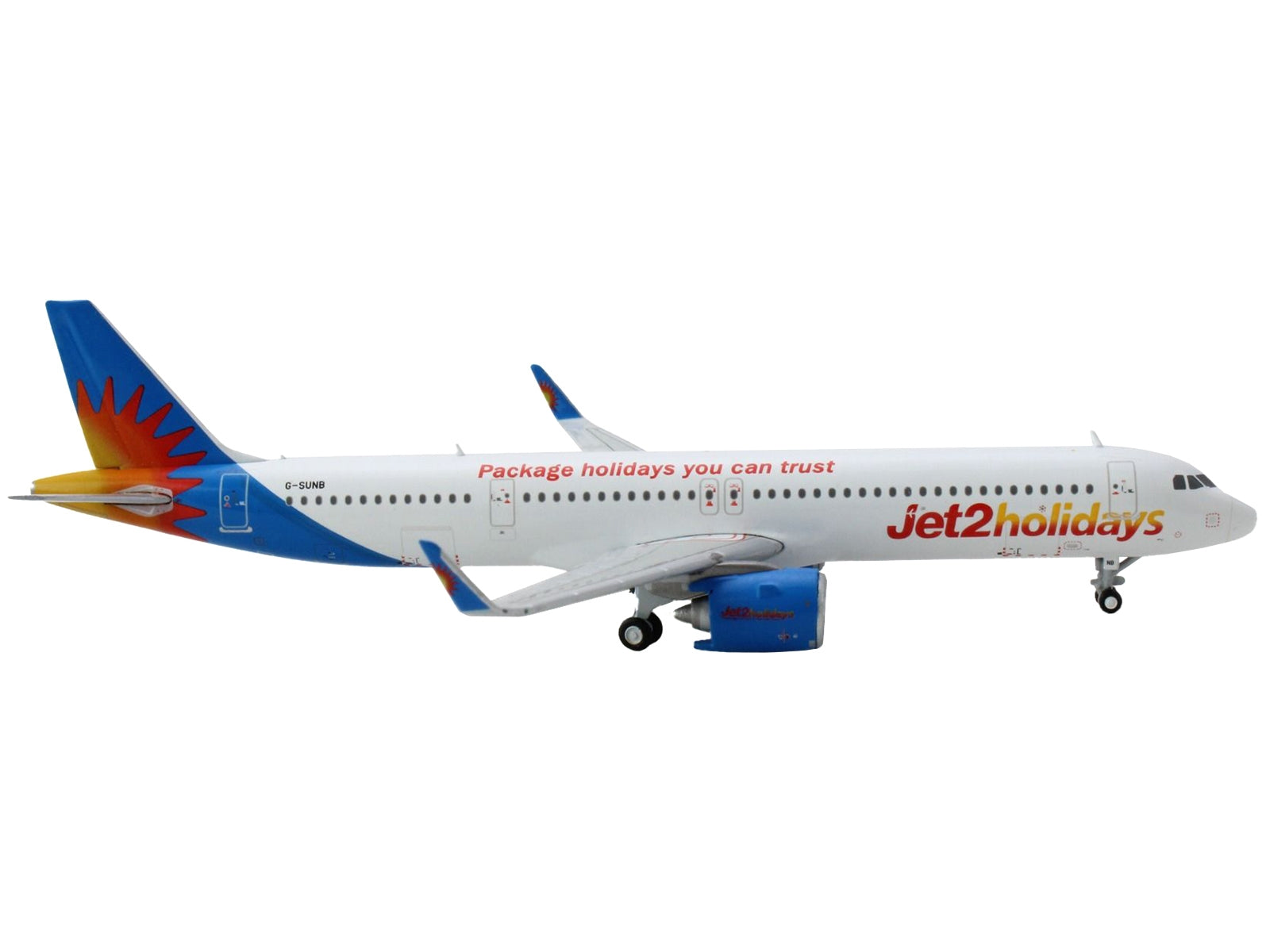 Airbus A321neo Commercial Aircraft "Jet2 Holidays" White with Blue Tail 1/400 Diecast Model Airplane by GeminiJets