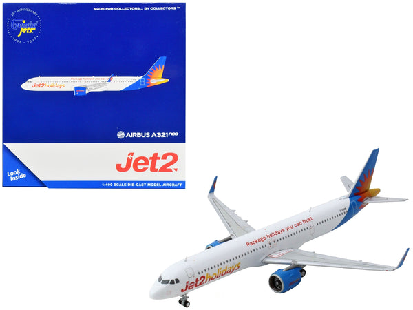 Airbus A321neo Commercial Aircraft "Jet2 Holidays" White with Blue Tail 1/400 Diecast Model Airplane by GeminiJets