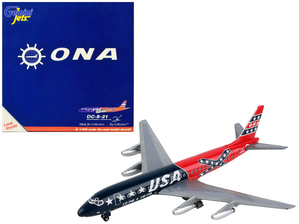 McDonnell Douglas DC-8-21 Commercial Aircraft "Overseas National Airways - USA" Blue and Red Confederate Flag Livery 1/400 Diecast Model Airplane by GeminiJets