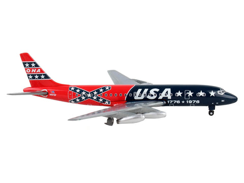 McDonnell Douglas DC-8-21 Commercial Aircraft "Overseas National Airways - USA" Blue and Red Confederate Flag Livery 1/400 Diecast Model Airplane by GeminiJets