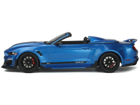 2022 Shelby Super Snake Speedster Convertible Blue Metallic with Black Stripes 1/18 Model Car by GT Spirit