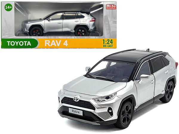 Toyota Rav4 Hybrid XSE Silver Metallic with Black Top and Sunroof 1/24 Diecast Model Car