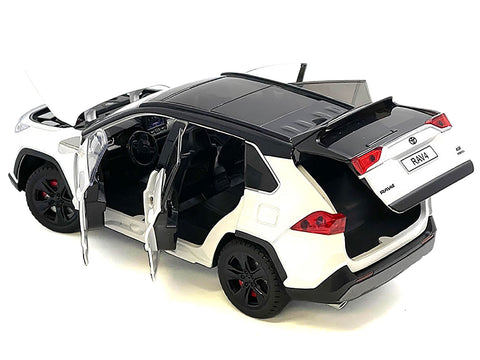 Toyota Rav4 Hybrid XSE White with Black Top and Sunroof 1/24 Diecast Model Car