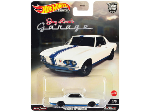 1966 Chevrolet Corvair Yenko Stinger White with Blue Stripes "Jay Leno's Garage" Diecast Model Car by Hot Wheels