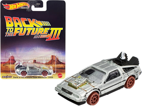 Time Machine (Railroad Version) Brushed Metal "Back to the Future Part III" (1990) Movie Diecast Model Car by Hot Wheels